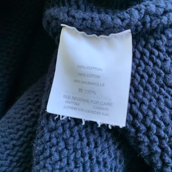 J.Crew size medium cropped navy blue long sleeve knit sweater - Picture 3 of 5